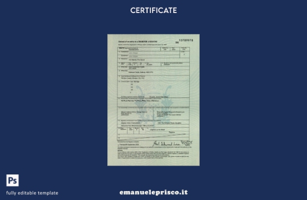 stile verificato Modello di certificato di morte del registro dei decessi scozze